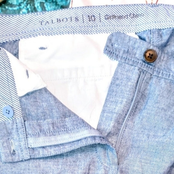 Talbot's Girlfriend Chino 100% Cotton Pants Women's 10 Light Blue Pockets EUC - Picture 13 of 15